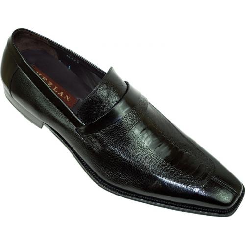 Mezlan "13414/P" Black  Genuine Ostrich / Deer Skin  Shoes